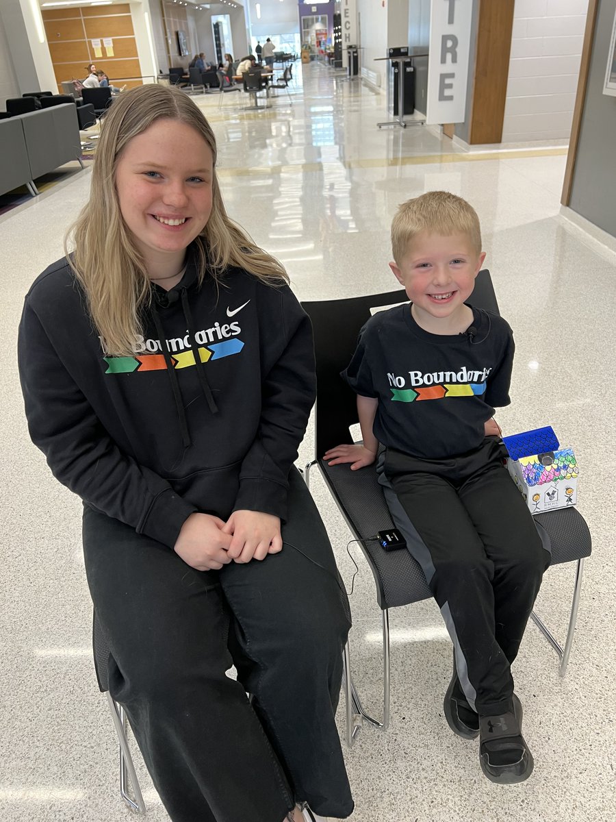 Caitlyn &amp; Zeke were interviewed today for the Spencer Connections Matter branding video. They talked about the Calling All Pop Tabs project &amp; how No Boundaries students partner with businesses &amp; organizations in the community.