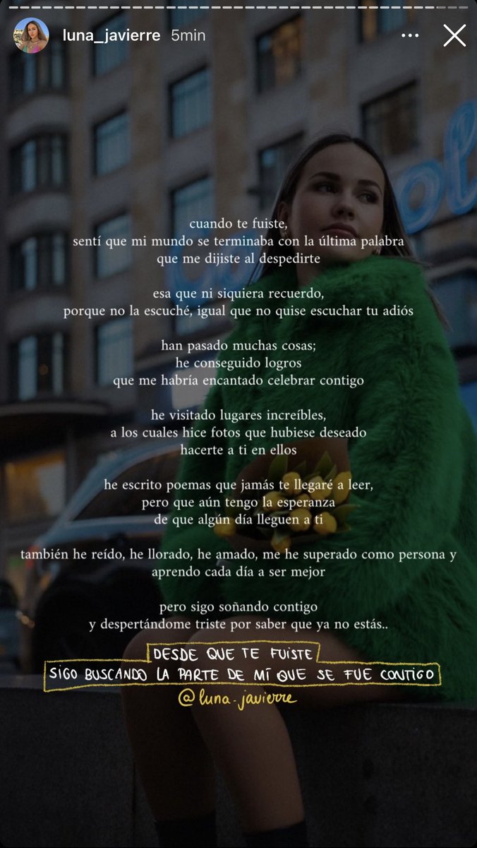 Luna_Javierre's tweet photo. “desde que te fuiste, sigo buscando la parte de mí que se fue contigo” https://t.co/NagYJFyNTM
