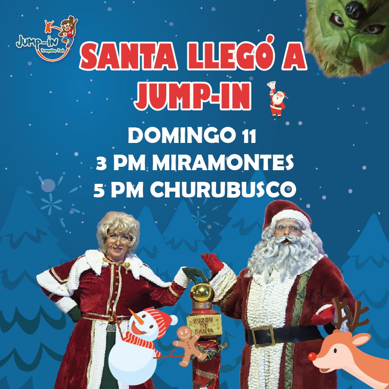 jumpin_mx's tweet photo. ¡Santa dejó trabajando a los duendes en tus regalos y nos visita en Jump-in!
Consulta los horarios de tu sucursal favorita y trae tu carta. 🎁🙈😍
#familiajumpin 
#expertosendiversión 
#diversiónenmovimiento 
#primertrampolinepark https://t.co/Cko9s6Rn55