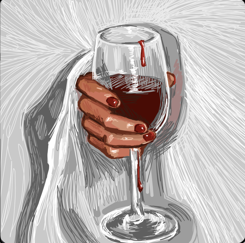 And now, the 1st WINNER of my drawing contest. Cleverly titled "Untitled Artwork", it begs the question...is this wine? Or is this BLOOD? One can only discover the truth from gobbling it. Congratulations, <a href="/Dazz3008/">Dazz🌶️</a> you've won a Art Gobblers Blank Page NFT!