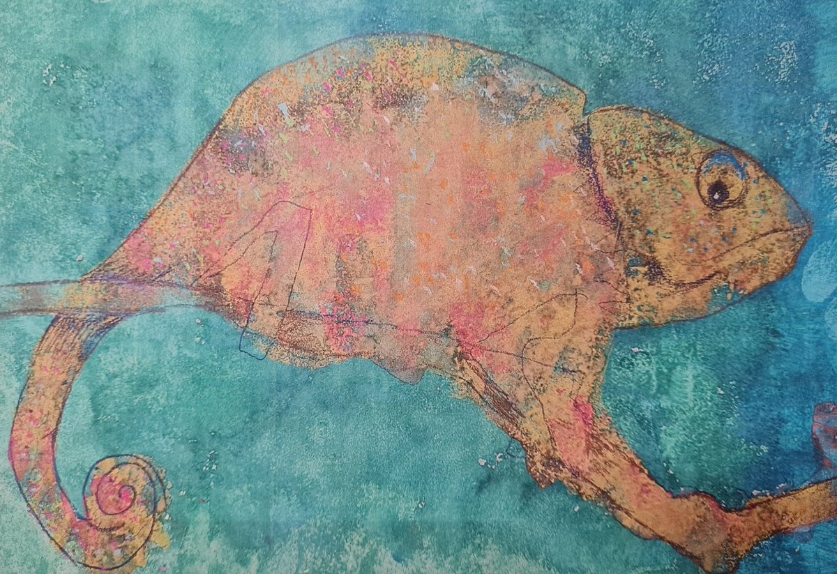 This week's happy mail from the art department is Zak's Iguana. We will be sending out cards this week to staff. Thanks for the beautiful work Zak!