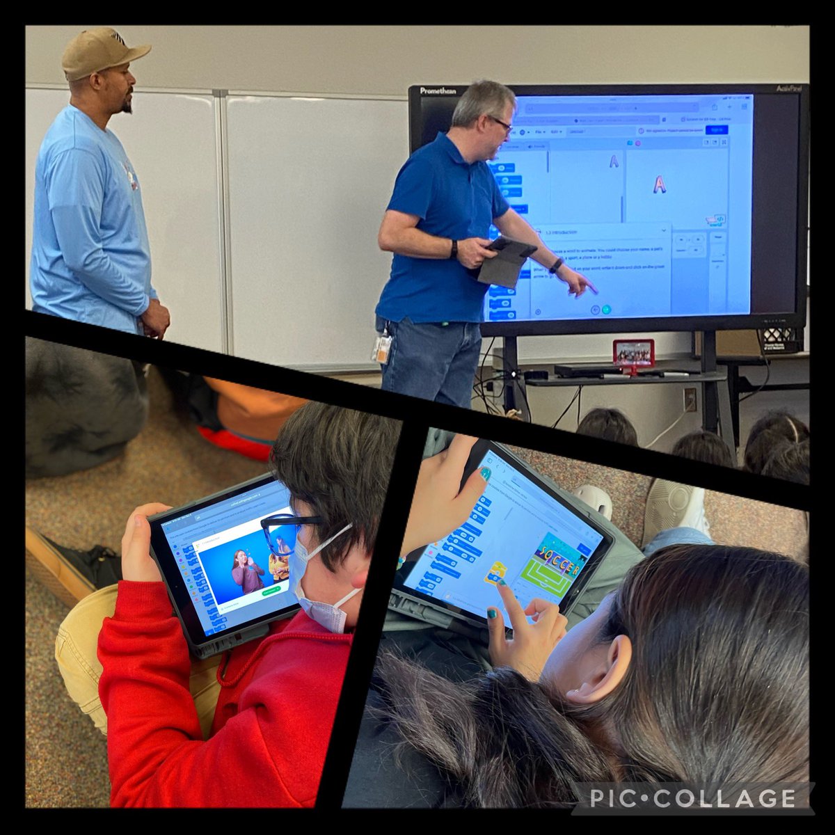 M_Zeiszler's tweet photo. Kicked off #CSEdWeek2022 with Mr Jon and Mr Tim from @Google teaching #CSFirst @OPS_Kennedy Ss had fun learning about the controls to animate their creations. Loved their creativity! #OPSCodes @jlarsen_work #OPSProud https://t.co/gPRlUQpTiL