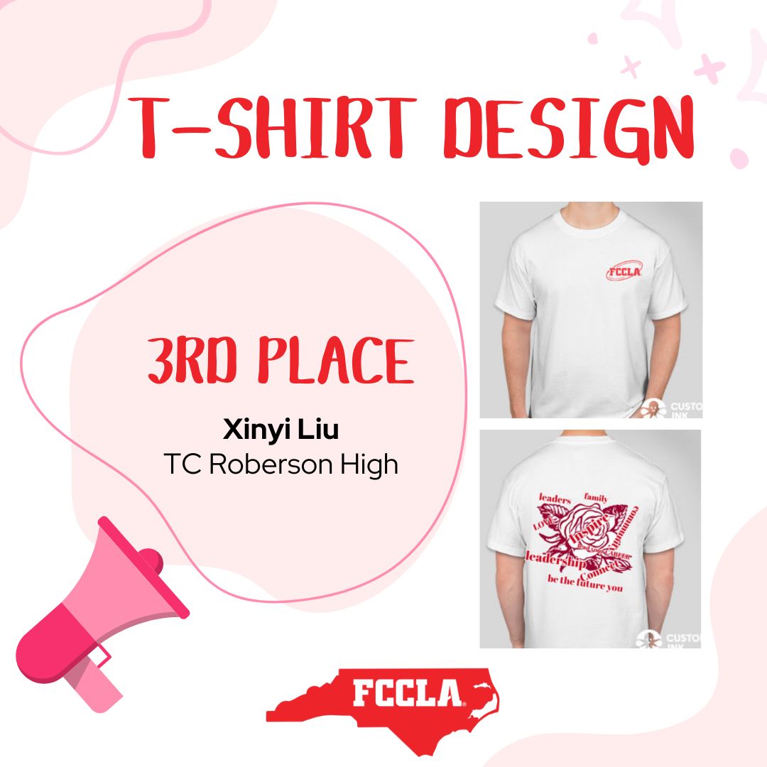 NCFCCLA's tweet photo. BREAKING NEWS! Congratulations to the NC FCCLA Trading Pin and T-Shirt Design Contest Winners! All entries were voted on at each of the three Fall Leadership Meeting locations. Winning designs may be used for NLC Package options this summer. #HaveAHeartTakePart #Incredible https://t.co/NCZhIk5g11