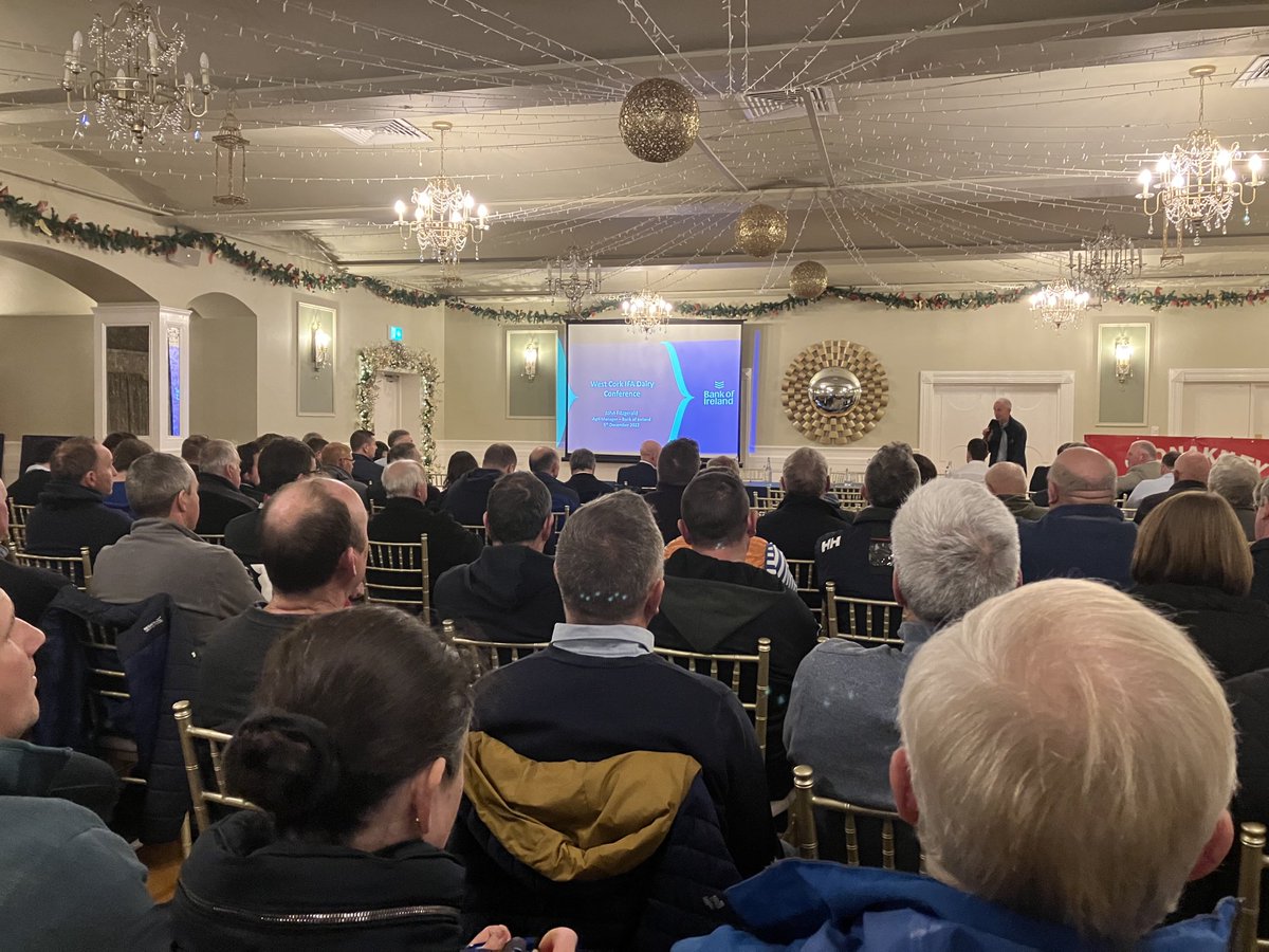 Ahernmail's tweet photo. Great to be in attendance at IFA Dairy Conference @Fernhill House Hotel Clonakilty Great to see a big crowd back face to face and fantastic presentations tonight. #ifa #farming #westcork https://t.co/dOTQ5Fu2uL