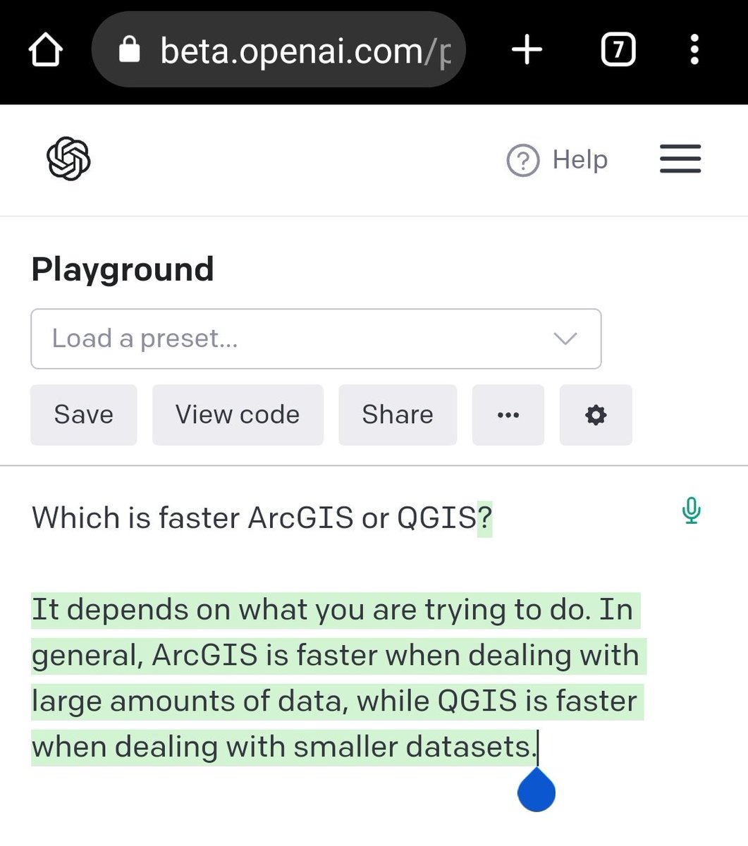 robermaps's tweet photo. Me sumo a la moda de hacer preguntas a ChatGPT. Impresiona, la verdad. 
#GIS #OpenAIChat https://t.co/ghJaP340SM