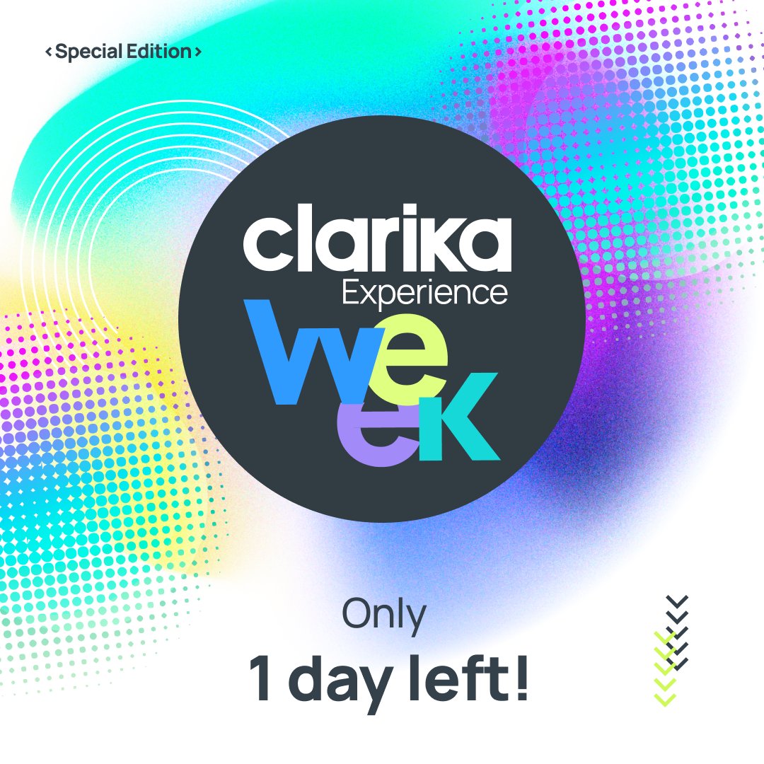 Only 1 day left! 
We are getting ready for the #ClarikaExperience Week. 💥😎

#Clarikateam #SoftwareCompany