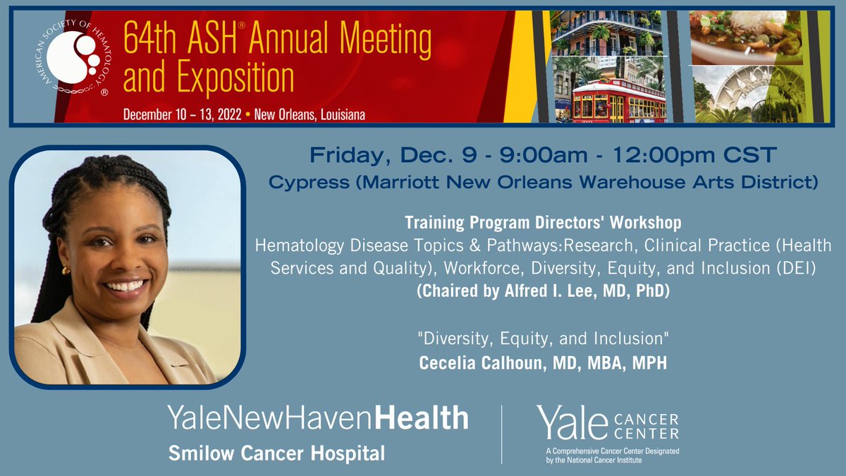 Yale Cancer Center (@yalecancer) on Twitter photo Dr. Cecelia Calhoun <a href="/cececalhounMD/">Dr Cece Calhoun</a> will present on Diversity, Equity, and Inclusion #DEI during the Training Program Directors' Workshop, today at 9am CST. #ASH22 <a href="/SmilowCancer/">Smilow Cancer Hospital</a> <a href="/YaleMed/">Yale School of Medicine</a> <a href="/YNHH/">Yale New Haven Hosp</a> <a href="/YaleHemOnc/">Yale Hematology Oncology Fellows</a> Dr. Cecelia Calhoun <a href="/cececalhounMD/">Dr Cece Calhoun</a> will present on Diversity, Equity, and Inclusion #DEI during the Training Program Directors' Workshop, today at 9am CST. #ASH22 <a href="/SmilowCancer/">Smilow Cancer Hospital</a> <a href="/YaleMed/">Yale School of Medicine</a> <a href="/YNHH/">Yale New Haven Hosp</a> <a href="/YaleHemOnc/">Yale Hematology Oncology Fellows</a>