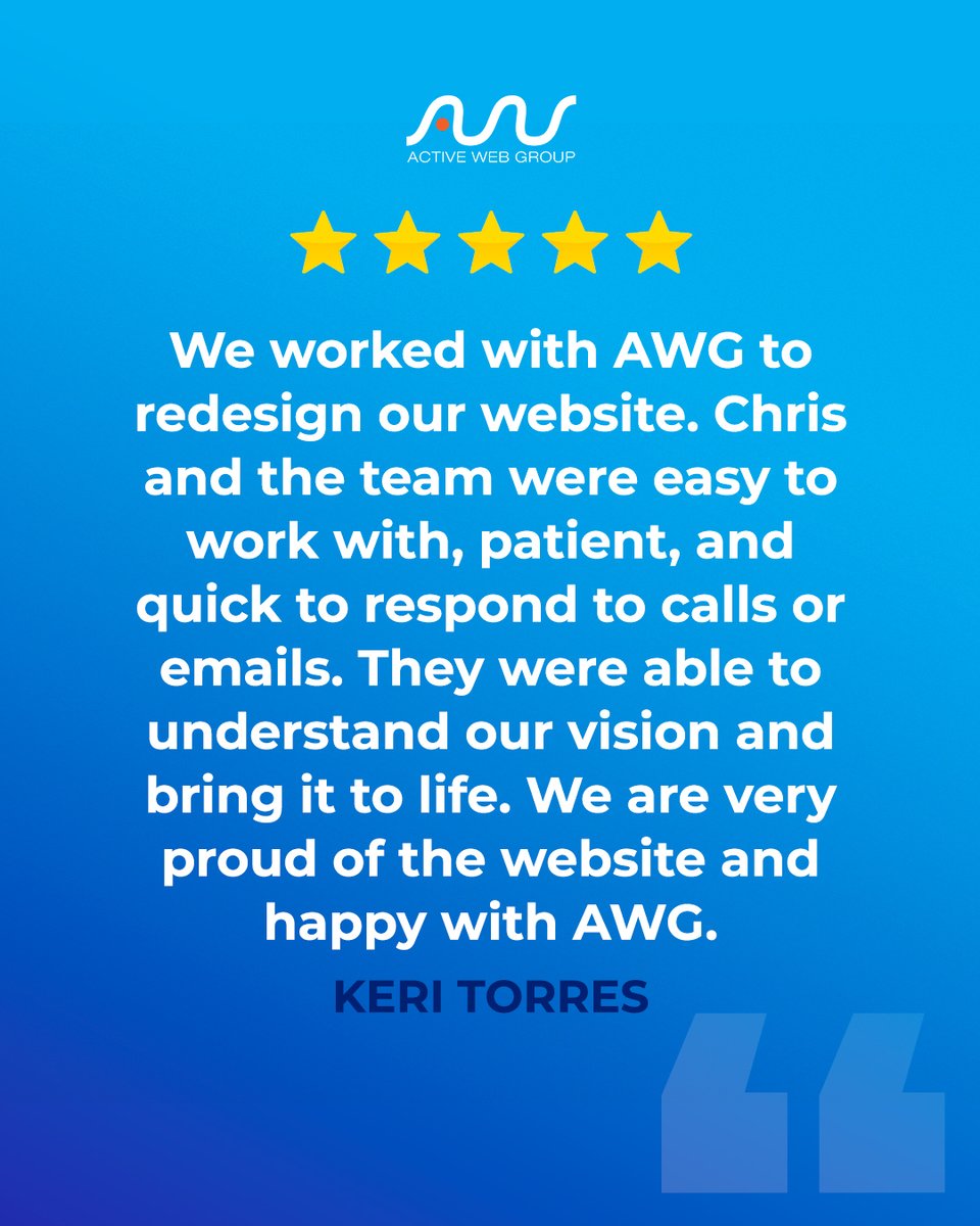 awg's tweet photo. Have you been struggling to get your website off the ground? Let Active Web Group design a professional, modern website for your business.
See more of our client testimonials linked below -
https://t.co/CfVRxvIPA6
#activewebgroup #webdesign #seo #emailmarketing https://t.co/K05ilpRcRh