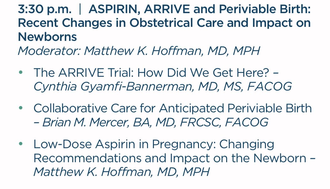 HotTopicsNeo's tweet photo. On our last session today at #HotTopicsNeo2022 we have three speakers talking about updates on the #ARRIVEtrial, low dose aspirin in pregnancy, and collaborative care for anticipated #periviablebirth https://t.co/a5bOh4ZYvf
