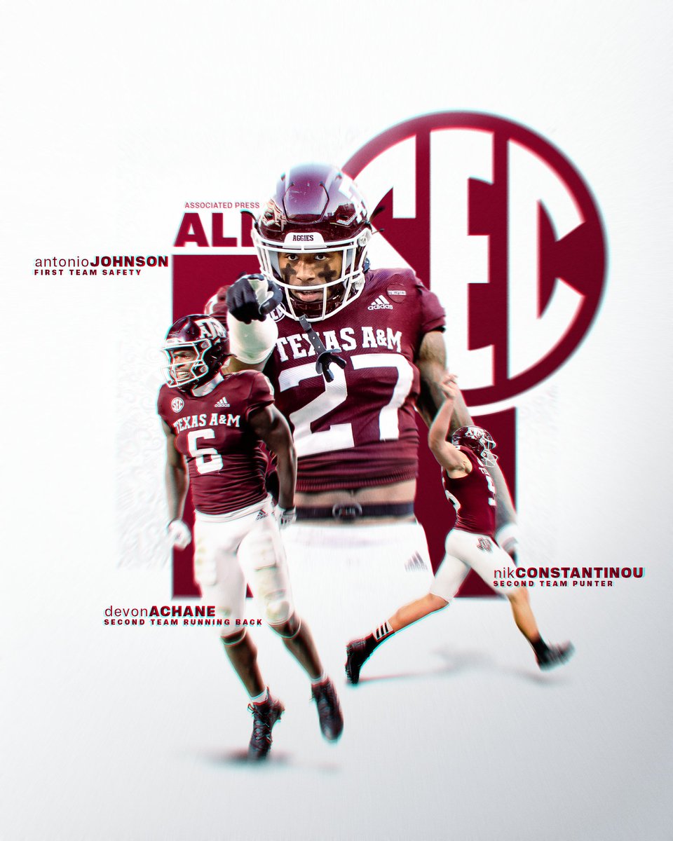 𝗔𝗣 𝗔𝗹𝗹-𝗦𝗘𝗖 𝗧𝗲𝗮𝗺 👍 • @Antonio_johns0n (1st Team/Safety) • @ffvmousvon_ (2nd Team/RB) • @Nikc_95 (2nd Team/P) #GigEm