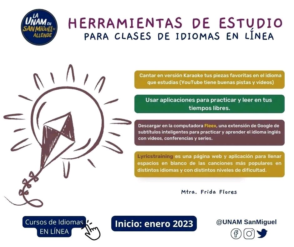 UNAMSanMiguel's tweet photo. #TipsUNAM
¡Un nuevo propósito para el próximo año!
👉Aprende 𝗜𝗱𝗶𝗼𝗺𝗮𝘀 𝗲𝗻 𝗹í𝗻𝗲𝗮 con nosotros.
Espera la convocatoria 𝗲𝗻𝗲𝗿𝗼 2023😉
Estudia con nosotros UNAM San Miguel de Allende.
#UNAMSanMiguel https://t.co/LoL3tn4E2y