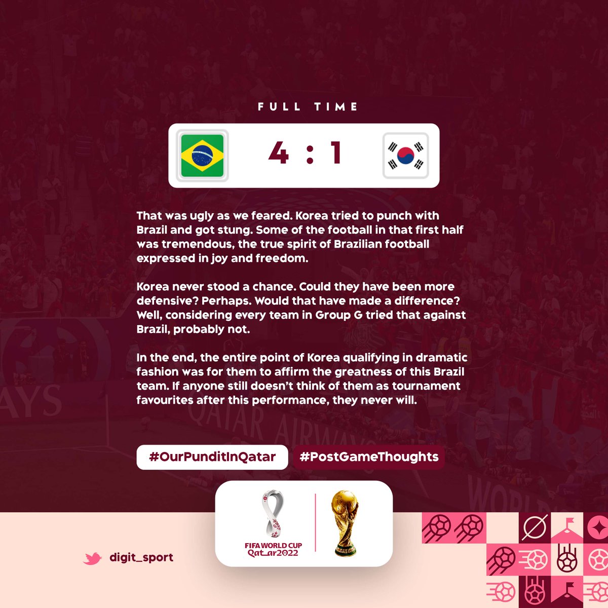 digit_sport's tweet photo. #BRA #KOR
#PostgameThoughts
#OurPunditinQatar
#brazil vs #SouthKorea https://t.co/7RqyuEqaeO