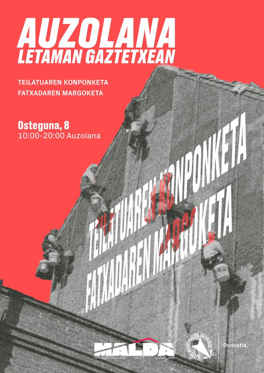 GKS_Donostia's tweet photo. Ostegunean, Abenduaren 8an, Auzolana egingo dugu Letaman Gaztetxean, Malda Intxaurrondoko Gazte Asanbladarekin batera. Animatu! https://t.co/sMmuqeXDtv
