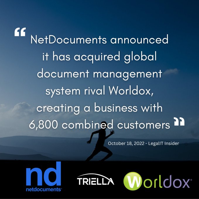 TriellaCorp's tweet photo. As a result of the #NetDocuments acquisition of #Worldox announced in October, @Triellacorp has created a dedicated team led by Sean Kirby to focus on our clients impacted by the change to support #Netdocs and Worldox clients.

Congrats Sean on your new role!
#congrats #filemngt https://t.co/vbje9YElzH