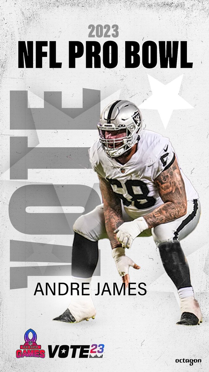 OctagonFootball's tweet photo. Hit that RT button to send Andre James to the 2023 #ProBowlGames! 

Andre James #ProBowlVote

1 RT = 1 vote 🔁 https://t.co/0fgBIvWfGe
