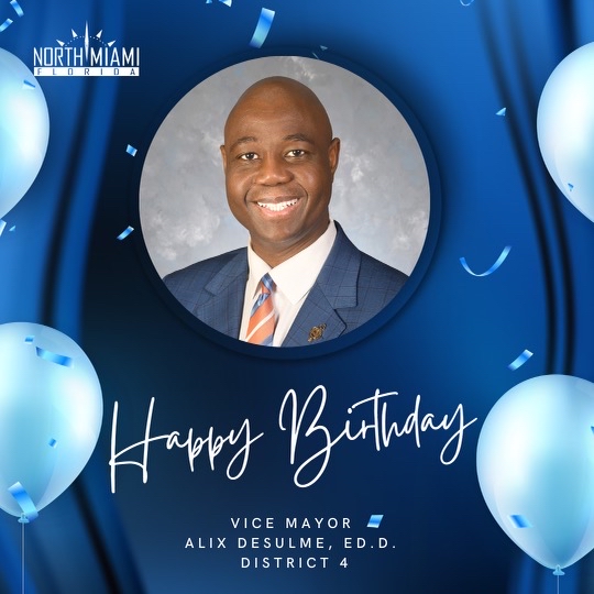 CMTherilus's tweet photo. Wishing Vice Mayor @AlixDesulme a very Happy Birthday!
.
.
.
.
#HappyBirthday #birthdaywishes #BirthdayCake #cityofnorthmiami #northmiami #citymanager #cmtherilus https://t.co/4E6f9rvFV4