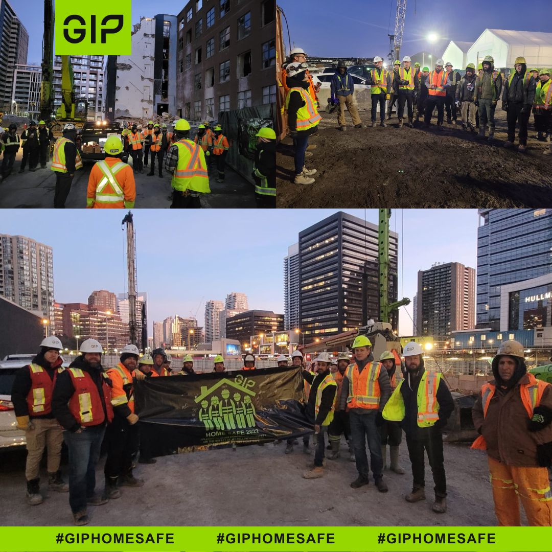 GIP_social's tweet photo. Morning broke, & world woke to #GIPHomeSafe campaigns in GTA. Starting strong with our Specialty Infrastructure Division Demo, Shoring, Exc & Reme, & Civil teams representing & #TakingThePledge. Excited to see everyone & their support at the campaign #SafetyFirst https://t.co/mzrJ9HBBYT