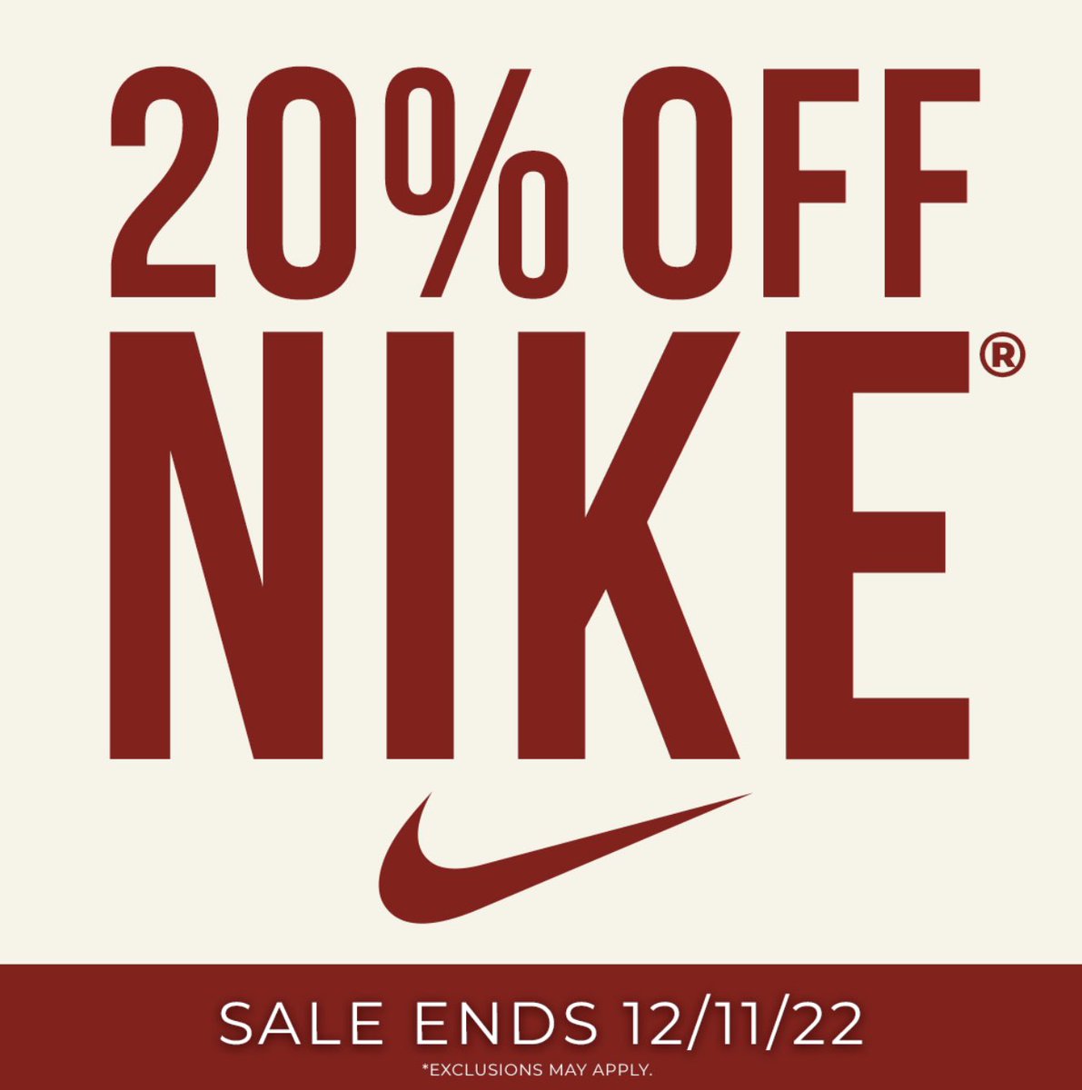 ‼️20% off Nike from Dec 5-11 ‼️
Don’t miss these sweet deals in store and online! 🎊🎁