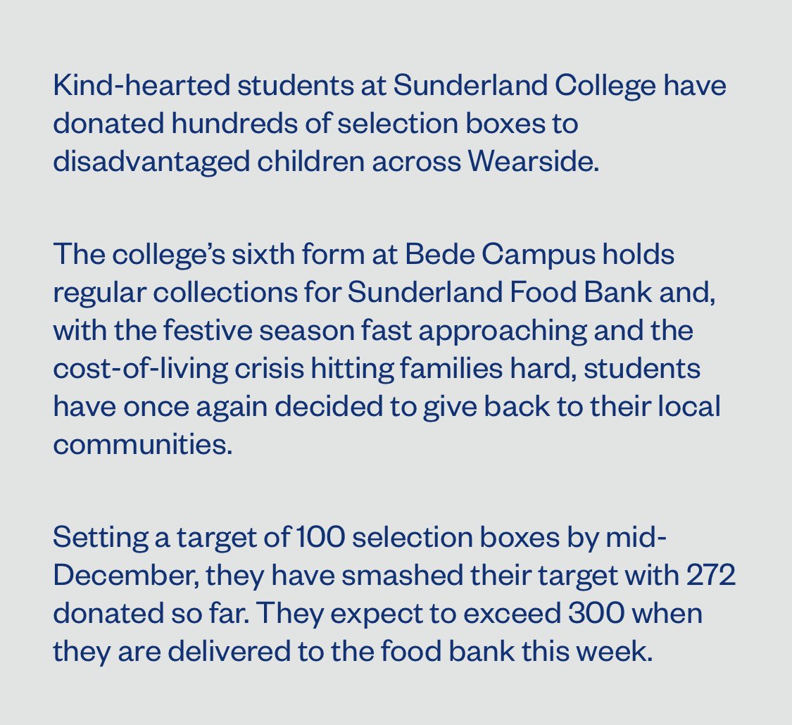 AdamSamsS6F's tweet photo. So proud of the amazing efforts from our Sixth Form students and staff, to help support @sunderlandfb this Christmas ๐๐ผ๐๐ผ๐๐ @Sun6thSunColl @SunderlandEcho #selectionboxes #socialaction #ourcommunity https://t.co/g8elGkEMtP