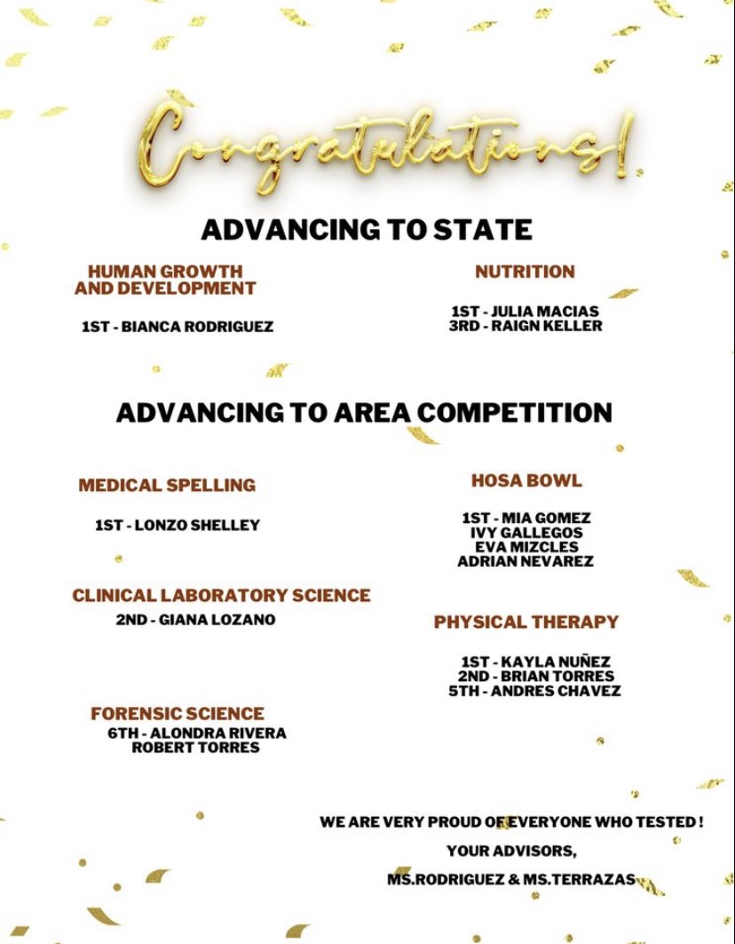 phhshosa's tweet photo. Congratulations to our HOSA members advancing to state and area competition! Thank you to all of those who participated! #RISE #HOSA https://t.co/RXxf8HDyzf