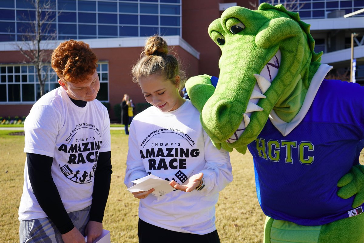 gohgtc's tweet photo. Chomp's first amazing race at HGTC. Students competed in a series of challenges to take the grand prize. Congratulations to our winners! #proudtobehgtc #techgators #chompsamazingrace https://t.co/2rg33gTERM