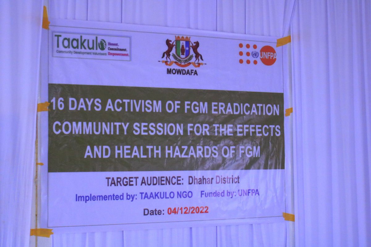 TAAKULONGO's tweet photo. Dhahar: 16 days activism of FGM eradication community session for the effects and health hazards of FGM. @UNFPA_SOMALIA & @MOWDAFA
#organisation #taakulo #ngo #stop_fgm https://t.co/VWfl70YfoE