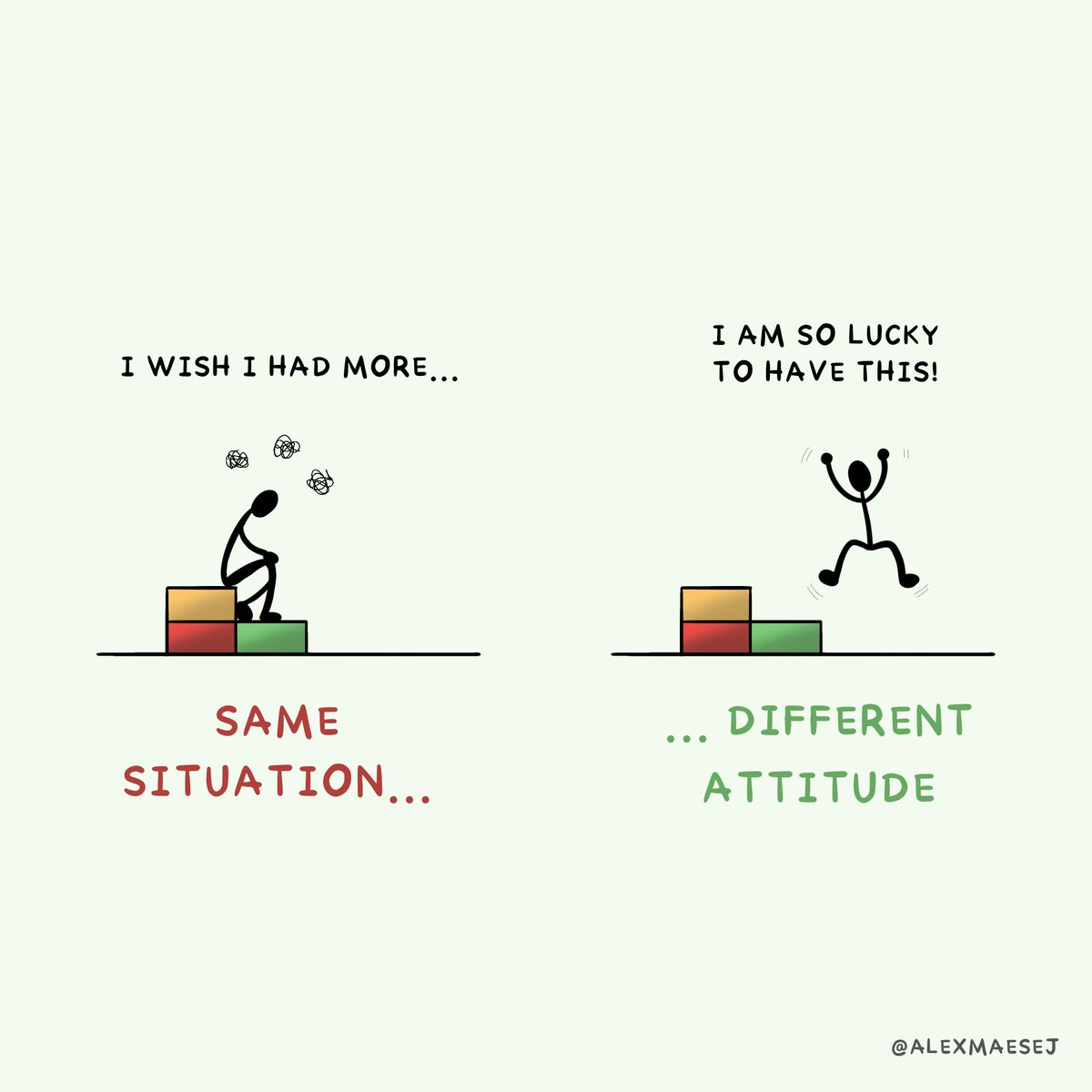 Sometimes a change in perspective can bring us a healthier outlook.
The Roman Philosophers had the outlook that there was neither good not bad - but thinking one way or another affected us most.
So for today - try to count your blessings, the things in your life that are good.