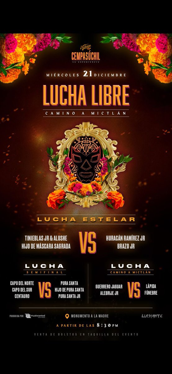 tinieblasjrfull's tweet photo. Nos vemos este 9 y 21 de dic en el foro #cempasuchil en Sullivan y esquina Insurgentes enfrente monumento a la madre estacionamiento propio compra tus boletos en taquilla o en mis redes #luchalibre #lucharte vive la experiencia llena de tecnología y el deporte espectáculo #CDMX https://t.co/lIhtD14B7m
