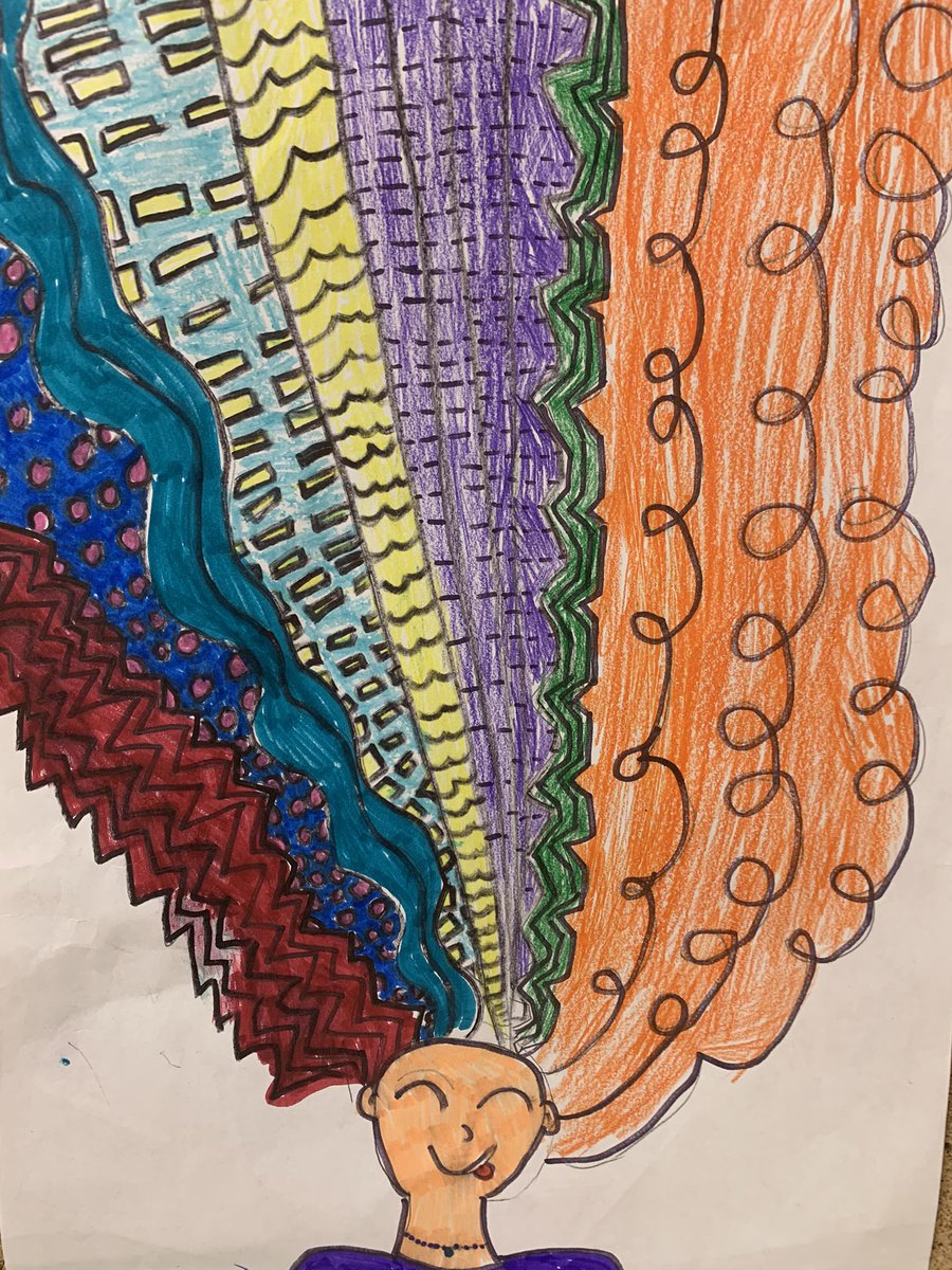 mslachance1's tweet photo. Gr 3/4s final line culminating activity turned out so great! Students had a lot of fun creating crazy hair art using a variety of lines and colours. https://t.co/2n3sai6wps