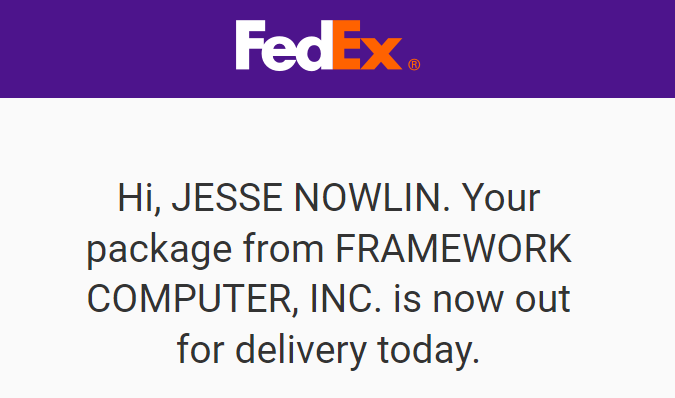 Woot! My <a href="/FrameworkPuter/">Framework</a> #Chromebook is about to be delivered! 🎉 Unboxing on tonight's <a href="/WorkspaceRecap/">Google Workspace Recap</a> show for sure! Subscribe to youtube.com/tabgeeks so you don't miss it 😀