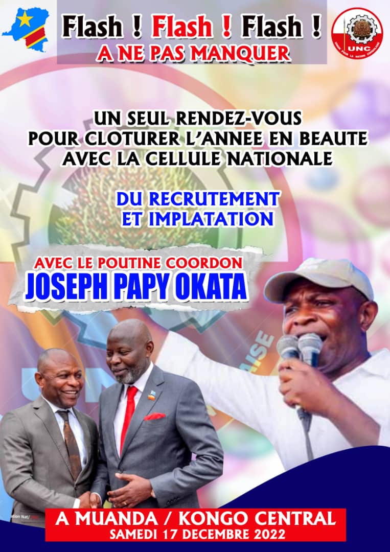 Sagesse Ngituka (@sagessengituka) on Twitter photo Un grand rendez-vous est déjà pris ce 17/12/2022, il est temps que le kongo central vibre dans le même rythme du recrutement avec son Coordon poutine <a href="/Josephpapyokat1/">Joseph papy okata</a> à Muanda. <a href="/VitalKamerhe1/">Vital Kamerhe</a> <a href="/BillyKambale1/">Billy Kambale</a> <a href="/AEdikabi/">AAEconsult</a> <a href="/Bibishe6/">Bibishe Pascaline N</a> Un grand rendez-vous est déjà pris ce 17/12/2022, il est temps que le kongo central vibre dans le même rythme du recrutement avec son Coordon poutine <a href="/Josephpapyokat1/">Joseph papy okata</a> à Muanda. <a href="/VitalKamerhe1/">Vital Kamerhe</a> <a href="/BillyKambale1/">Billy Kambale</a> <a href="/AEdikabi/">AAEconsult</a> <a href="/Bibishe6/">Bibishe Pascaline N</a>
