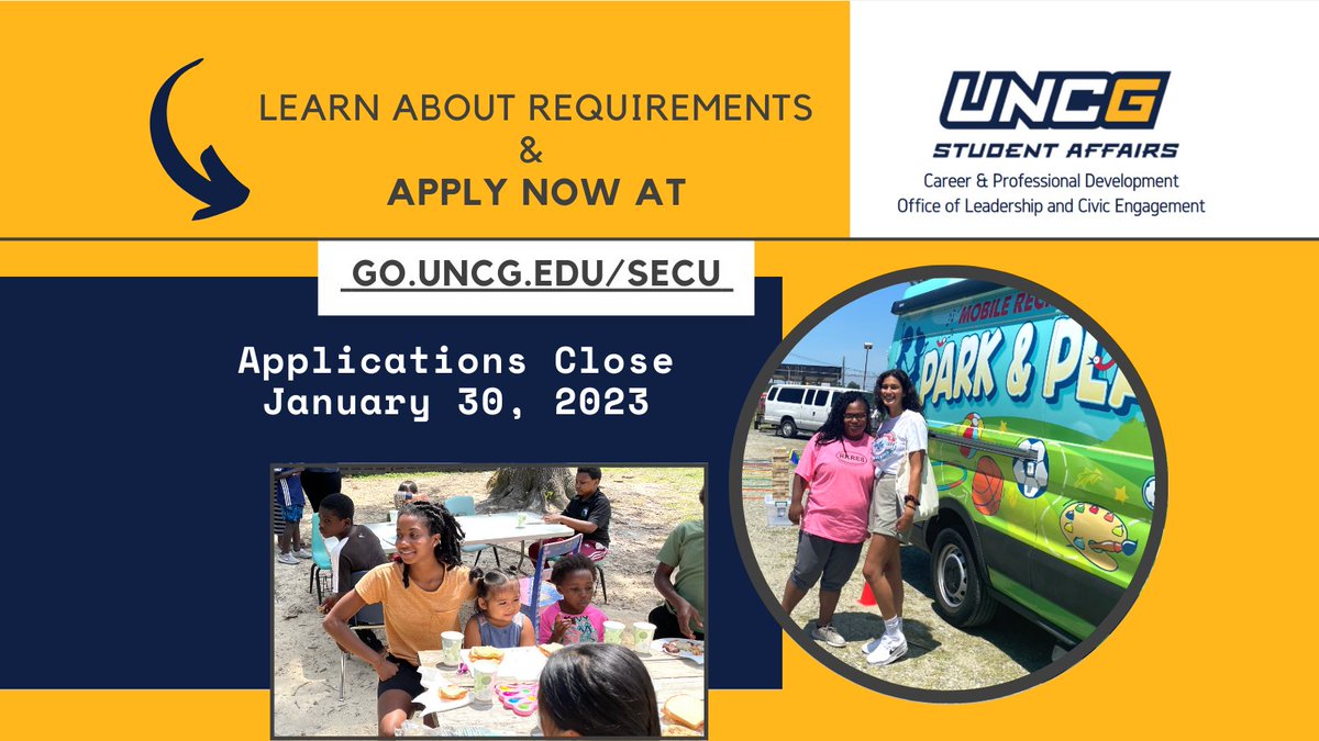 Applications are now open for the SECU Public Fellows Summer Internship program. This incredible program provides 20 UNCG students with a paid opportunity to gain experience in nonprofit and community organizations. Visit go.UNCG.edu/SECU for more info! <a href="/UNCGCareer/">UNCG Career & Professional Development</a>