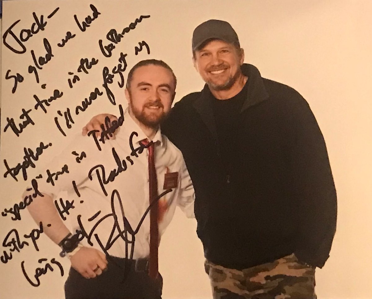 This picture tells a story <a href="/MarcBlucas/">Marc Blucas</a> 
Autograph quote.
Jack - So glad we had that time in the bathroom together. I’ll never forget my “special” time in Telford with you. Ha! Thanks for being here. Marc Blucas’. 😂