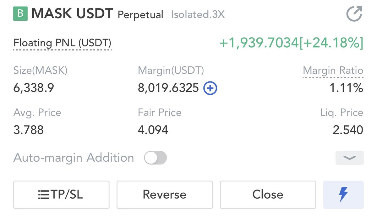 brandank_cr's tweet photo. +$2k overnight on $MASK long for my $1k to $100k account thanks to $DOGE god candle.

If you enjoy my trades with exact entry, leverage, SL, TP return the favor with a ❤️🔄 so I do it more often.

I do this with every signal I give @BHInsights_ to make trading as easy as possible https://t.co/gCsNSCTGvC