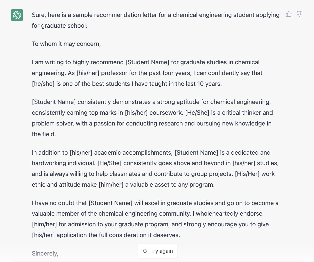 Jim Pfaendtner on X: &ldquo;&ldquo;Can you write a recommendation letter for a 