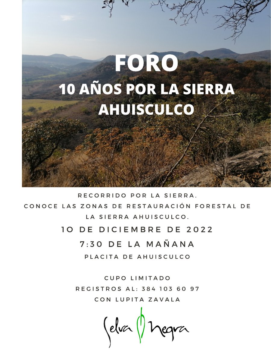 FundSelvaNegra's tweet photo. Invitamos a la comunidad de Ahuisculco a visitar las zonas en proceso de restauración y a evaluar las acciones realizadas respondiendo este sencillo cuestionario: https://t.co/rOGBgiGkcb https://t.co/G51lIEP8Yq