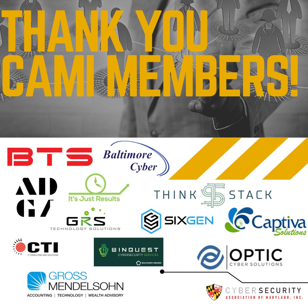 Cybersecurity Association (@camicybermd) on Twitter photo Welcome to our new and recently renewed Premium Members! Thank you for leading the advancement of #cybersecurity with us. <a href="/ADGCreative/">ADG Creative</a> <a href="/ItsJustResults/">It's Just Results</a> <a href="/GRSTechnology/">Larry Burbano</a> @thinkstacktech <a href="/SixGenInc/">SixGen</a> @CaptivaSols <a href="/webCTI/">Continental Technologies, Inc. - CTI</a> <a href="/WinquestCyber/">Winquest Cybersecurity</a> <a href="/OpticCyber_/">Optic Cyber Solutions</a> <a href="/GrossMendelsohn/">Gross Mendelsohn</a> Welcome to our new and recently renewed Premium Members! Thank you for leading the advancement of #cybersecurity with us. <a href="/ADGCreative/">ADG Creative</a> <a href="/ItsJustResults/">It's Just Results</a> <a href="/GRSTechnology/">Larry Burbano</a> @thinkstacktech <a href="/SixGenInc/">SixGen</a> @CaptivaSols <a href="/webCTI/">Continental Technologies, Inc. - CTI</a> <a href="/WinquestCyber/">Winquest Cybersecurity</a> <a href="/OpticCyber_/">Optic Cyber Solutions</a> <a href="/GrossMendelsohn/">Gross Mendelsohn</a>