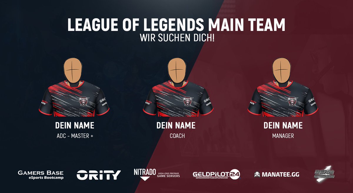 [#LOL] [#MainTeam] [#LFP]

WIR SUCHEN DICH! 

Du bist ADC, Coach oder möchtest dich mal als Manager eines Div. 3 Teams ausprobieren? Dann melde dich bei BerryB#3325 oder tritt unserem Discord bei und öffne ein Support Ticket. 

discord.gg/JUqdEMhQBA

Wir freuen uns auf dich!