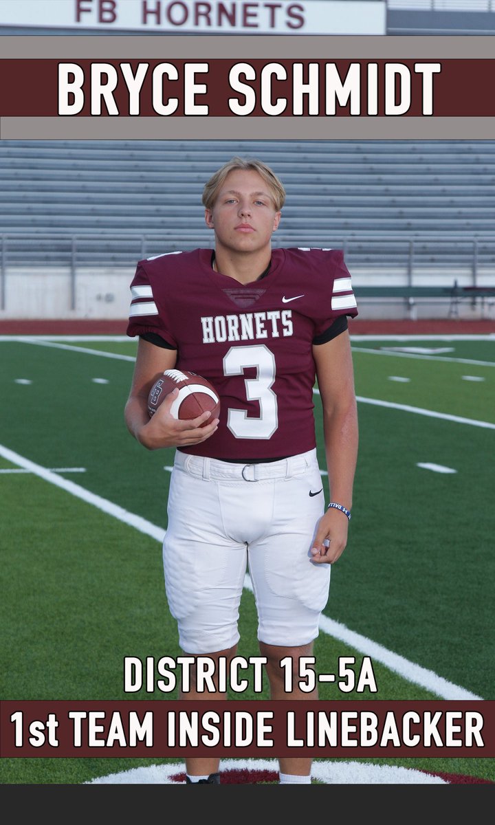 1st Team Inside Linebacker

2023 LB Bryce Schmidt

Bryce totaled 68 tackles, 6 tackles for loss, and 1 interception.

This is Bryce's 1st time being named to the All-District Team
