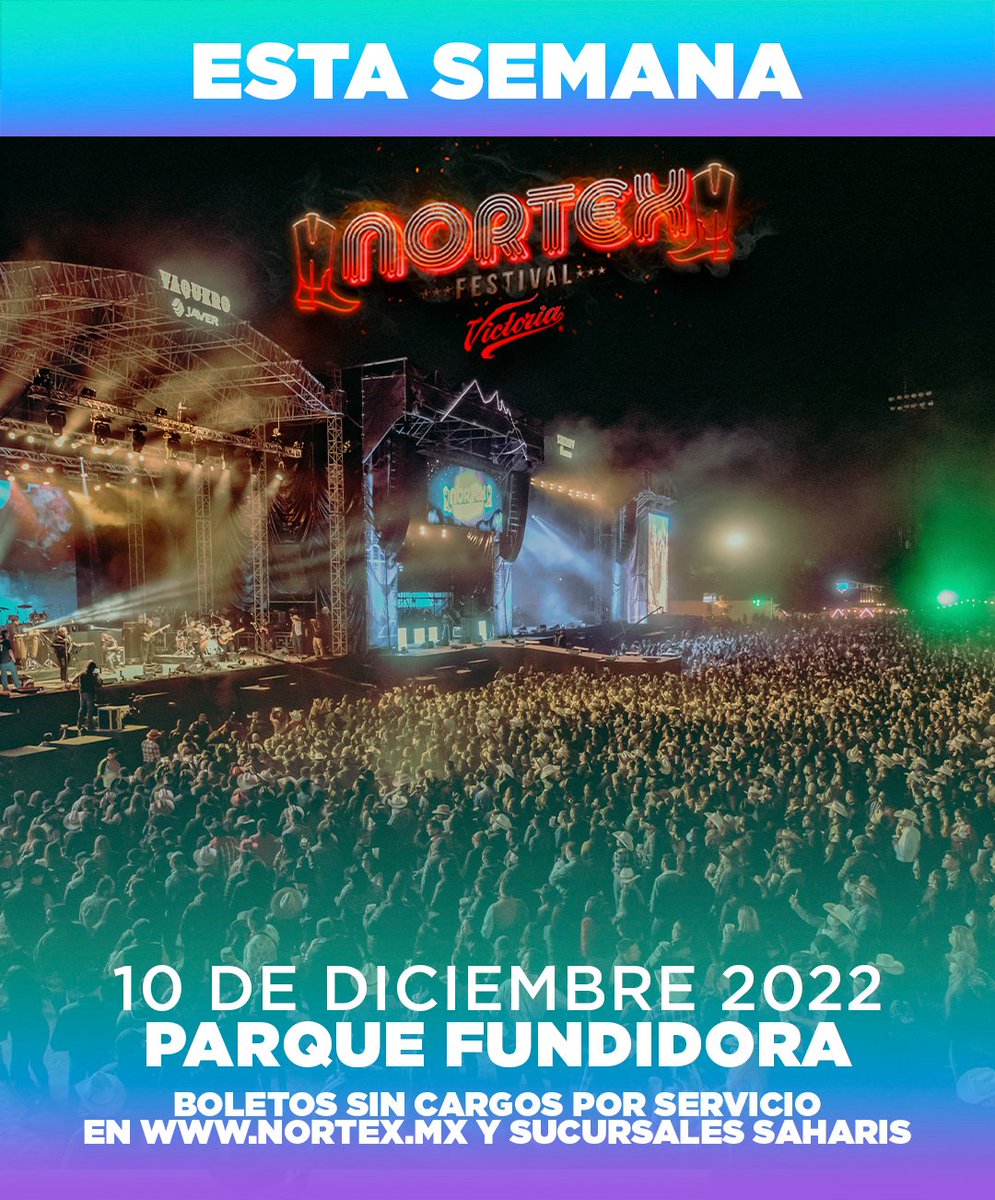 Ya estamos en la semana del evento más grande del género norteño - texano 🤠 ¿Listos para cerrar el año en <a href="/NortexFestival/">Nortex</a> este sábado? 💃

📍 #Nortex2022 - sábado 10 de diciembre en <a href="/parquefundidora/">Parque Fundidora</a>, Mty, Nuevo León.

🎫nortex.mx