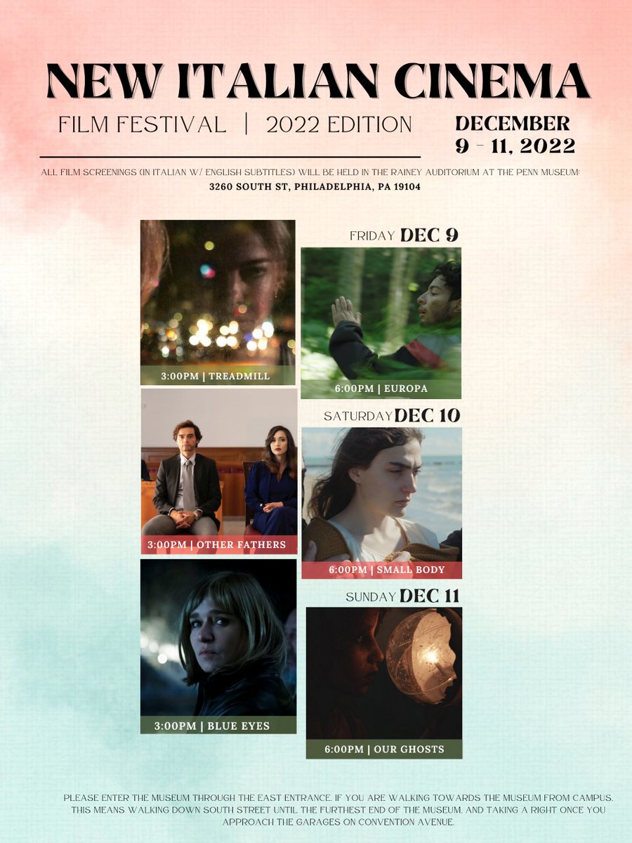 New Italian Cinema, 2022 Edition, this weekend Dec 9-11! A three-day festival that aims at showing new and original Italian feature films in Philadelphia.