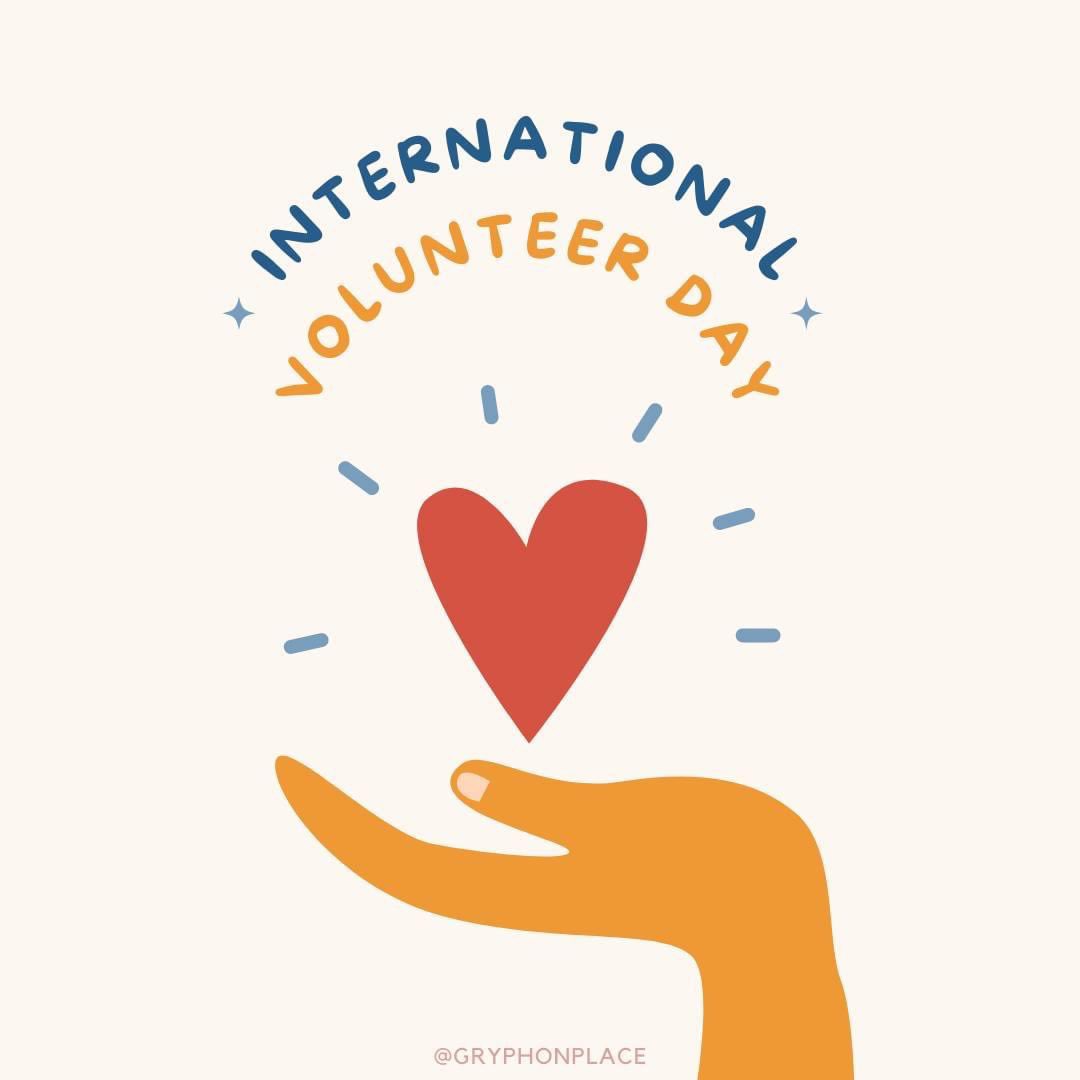 Celebrate International Volunteer Day with our friends at Gryphon Place! Visit gryphon.org/volunteer for volunteer opportunities within our community! ✨
