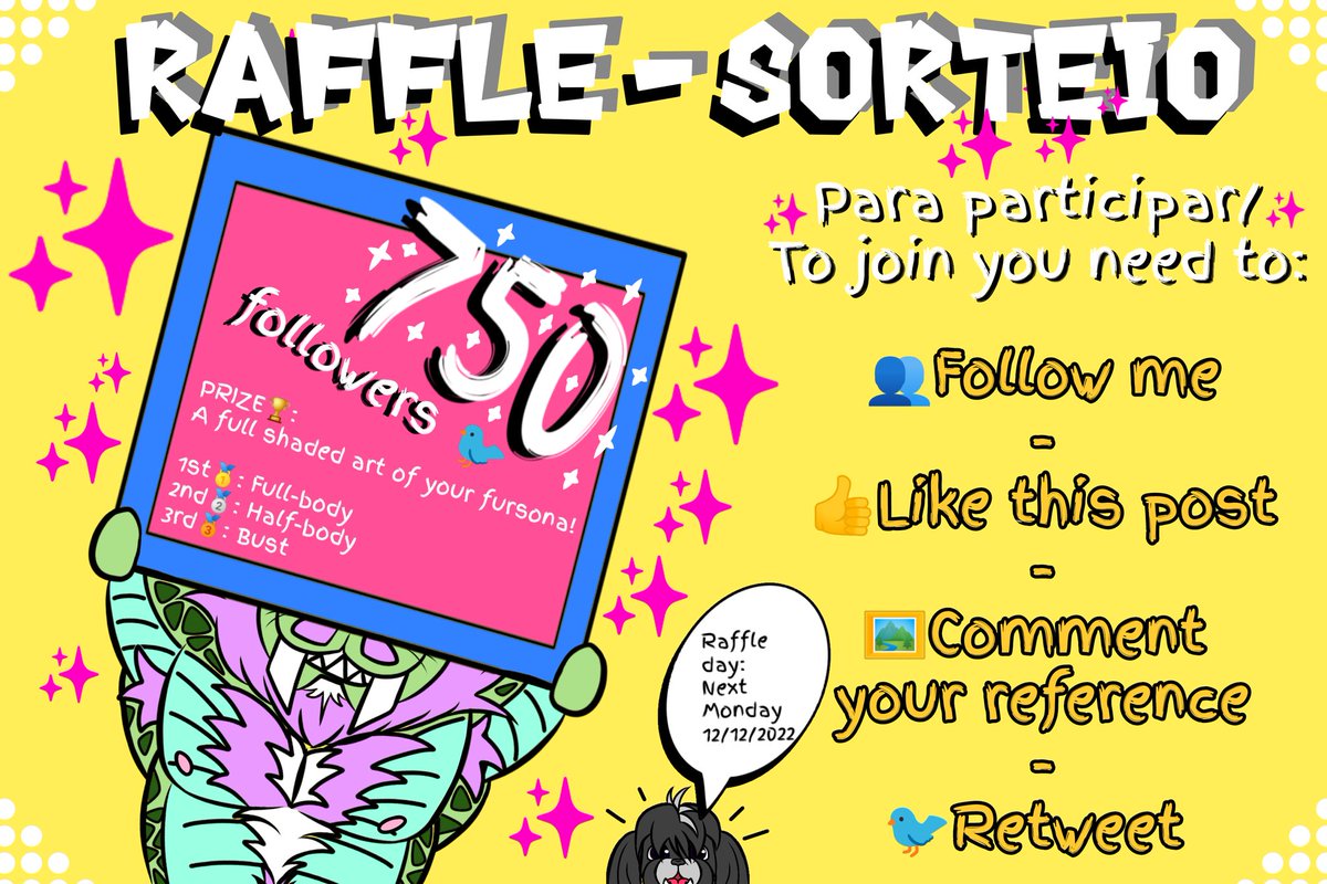 vektorthedrakat's tweet photo. Chegamos a 750 seguidores 🎉 🥰
✨ Hora do Sorteio ✨
Já sabem, pra participar:
Me sigam, curtam, comentem referência e compartilhem este post ^^
---
We reached 750 followers 🎉 🥰
✨ Raffle Time ✨
You already know, to participate:
Follow me, like, comment and share this post ^^ https://t.co/wUDRq6pO9z