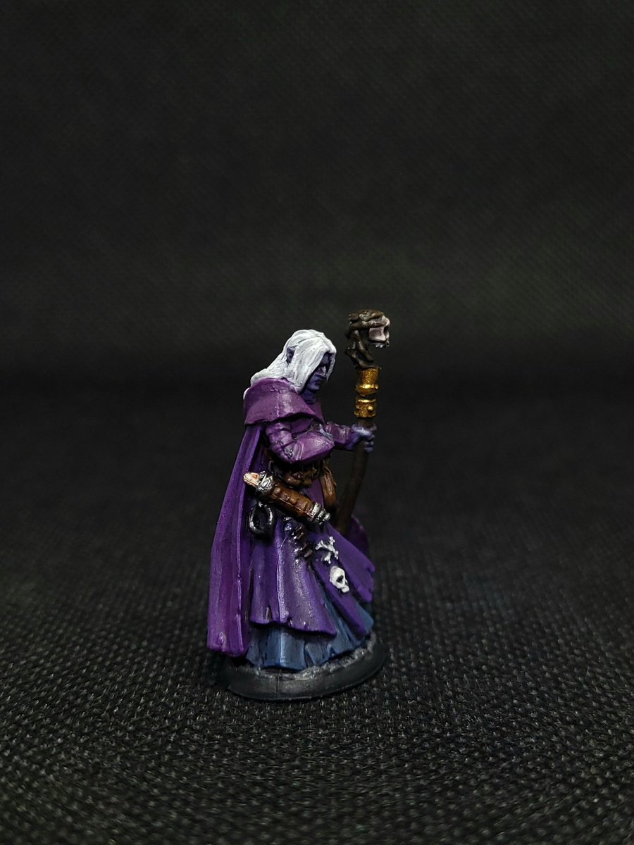 Ducknuck84's tweet photo. Finish a Dark Elf Spellcaster from #reaperminiatures He is very purple. #wepaintminis #hobbytivity #miniaturepainting #miniaturepainter #miniatures #drow #dnd #reaper #bones #bonesblack #dndminiatures #dnddrow #elves #reaperbones https://t.co/FgHKyeheQz