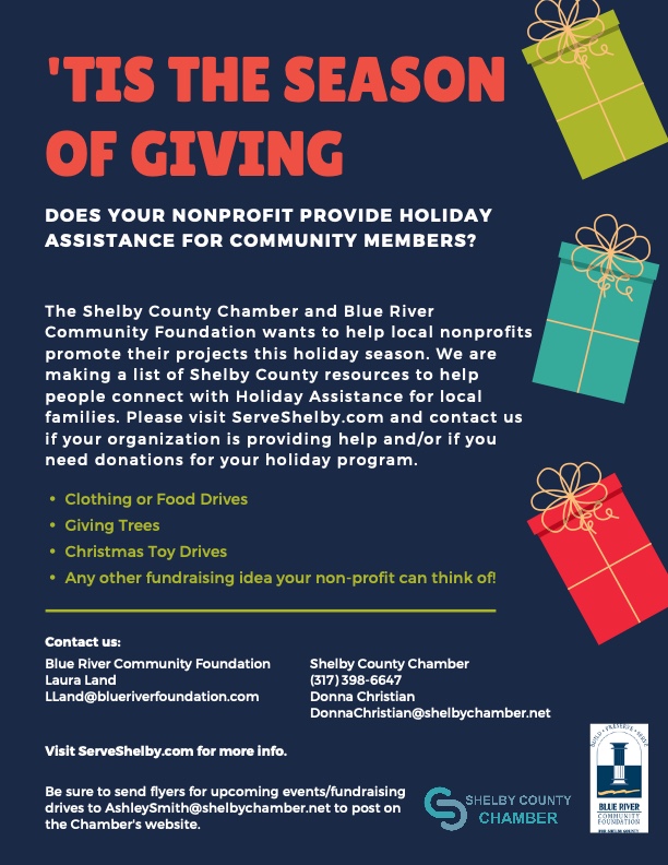 ShelbyCoC_IN's tweet photo. Attention Shelby County Nonprofits...do you have a Holiday Wish List for your organization? #LinkingUsTogether #WeAreShelbyCounty #givingback #helpingothers #Nonprofits #Chamber https://t.co/jejcxSUQ4h