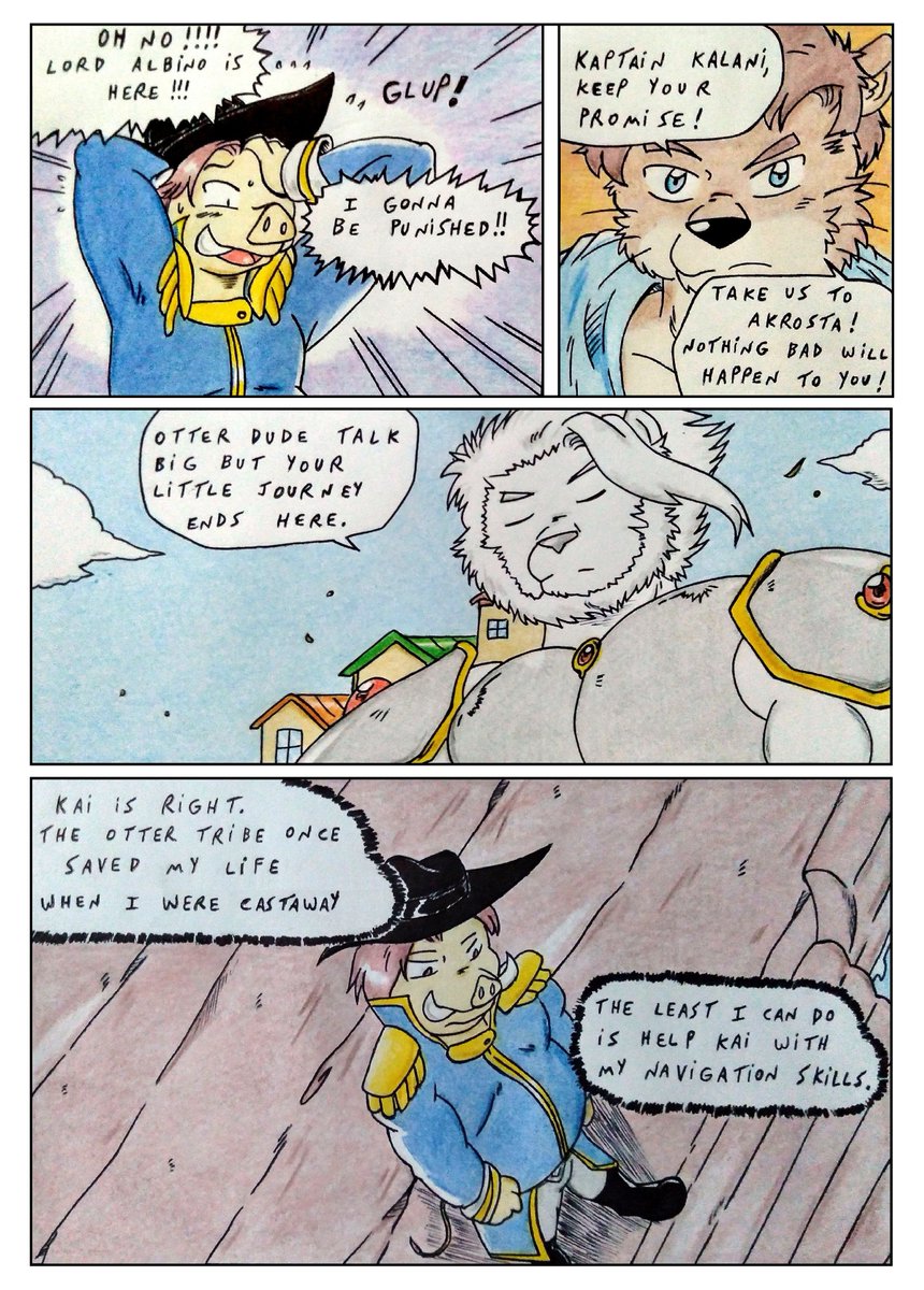 Dashthefox2's tweet photo. [Comic] Seaborn - Chapter 03 
Page 36
Story &amp; Art by Dash Fox

Meet Kaptain Kalani!

#Seaborn #chapter03 #furry #furryfandom #furryart #furryartist #comics #traditional #fantasy #furries #gay #Bara #nsfwtwt  #medieval #otter #lion #boar https://t.co/bDz2j0yyei
