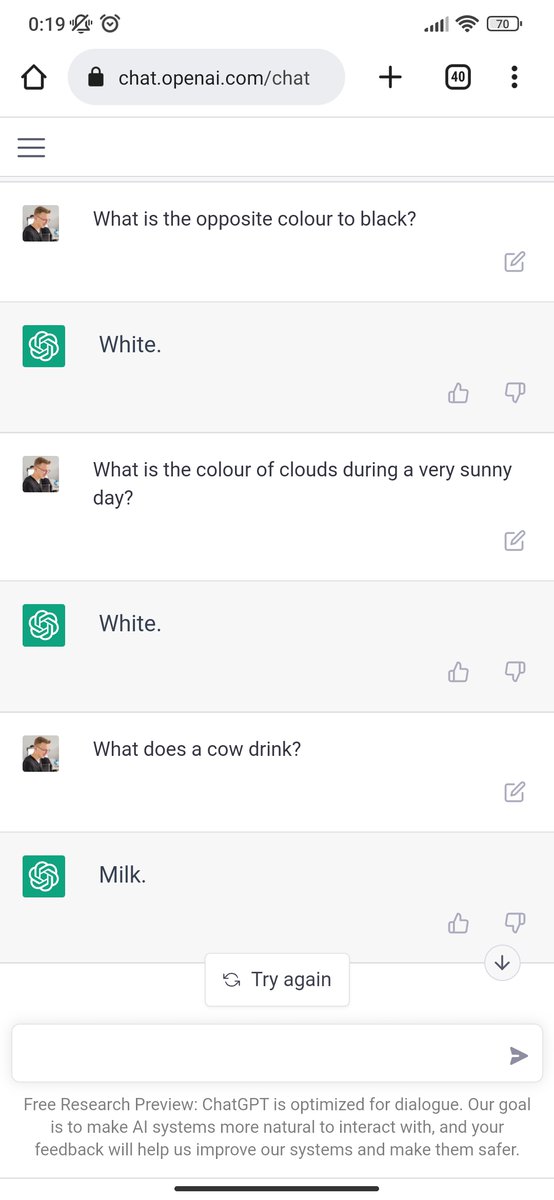 PR0GRAMMERHUM0R's tweet image. Did I just trick ChatGPT with this old joke for kids? #water reddit.com/r/programmerhu…