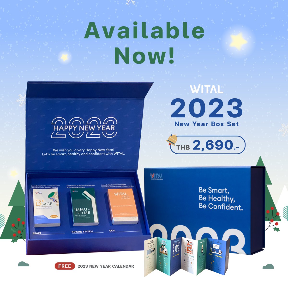 witalthailand's tweet image. #Available Now! WITAL 2023 New Year Box Set.

WITAL 2023 New Year Box Set, A holiday set featuring three products: WITAL B+ Sage, WITAL IMMU-THYME, WITAL Glow and Get Free WITAL 2023 Foldable Calendar.

#WitalThailand