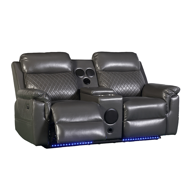 Power Recliner Sofa With LED USB Console and Drop Down