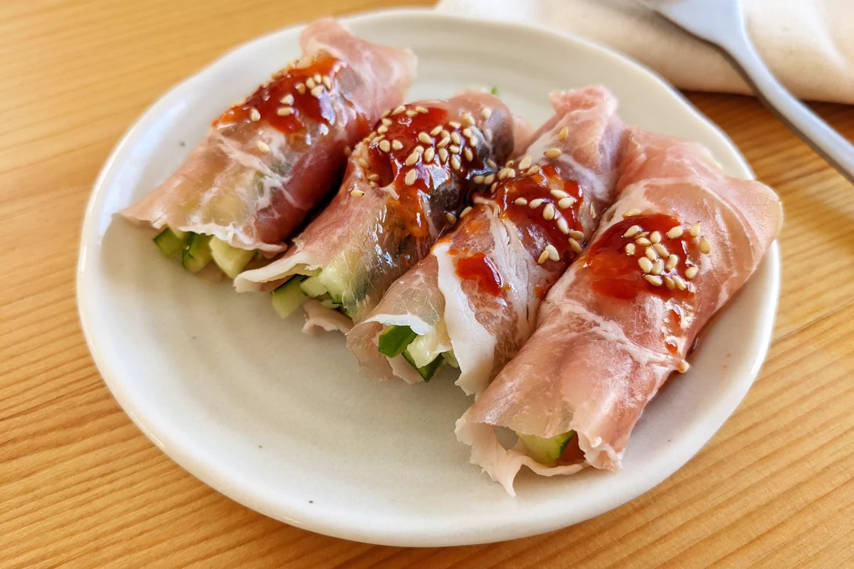 韓国風おつまみを手軽に楽しむ！「甘辛生ハムきゅうり」。